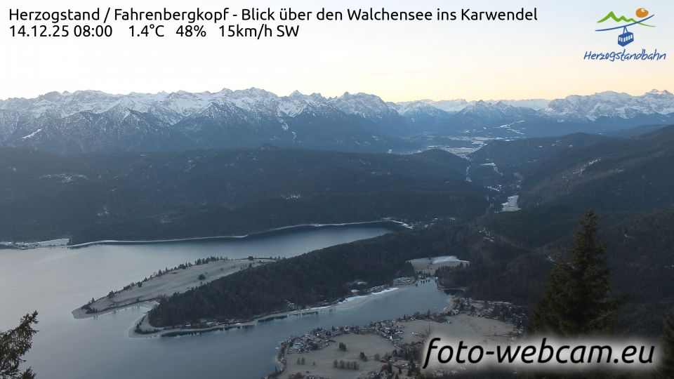 Schlehdorf: Herzogstand - Fahrenbergkopf - Blick über den Walchensee ins Karwendel