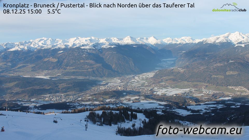Mareo - Enneberg - Marebbe: Kronplatz - Bruneck - Pustertal - Blick nach Norden über das Tauferer Tal