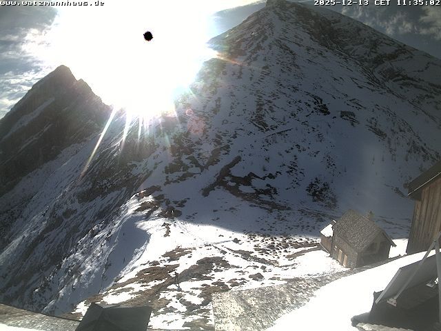 Berchtesgaden: Watzmannhaus - Blick auf Watzmannfrau und Hocheckaufstieg