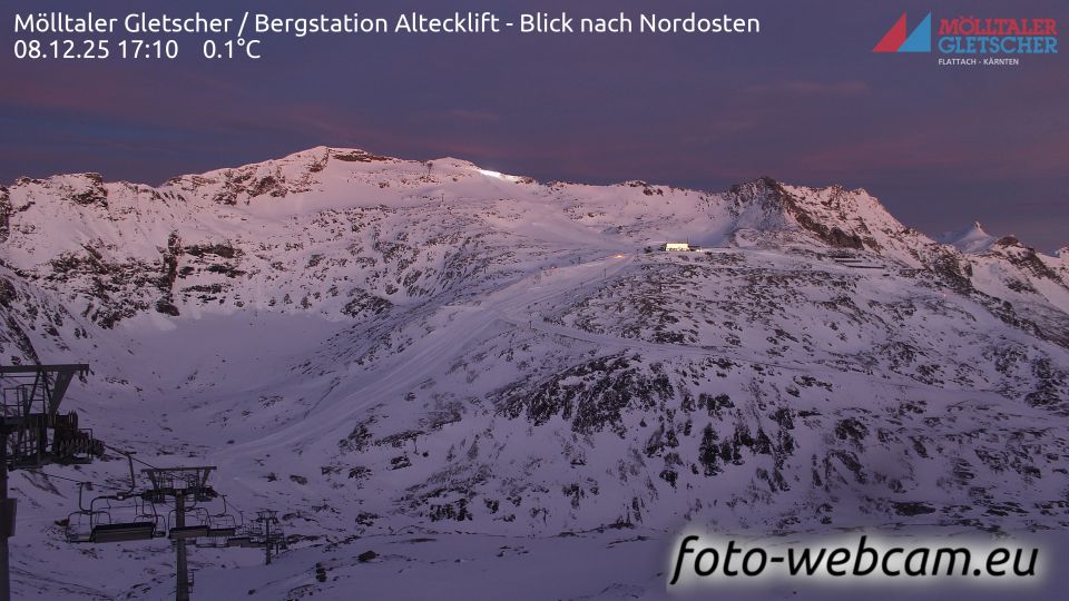 Zirknitz: Mölltaler Gletscher - Bergstation Altecklift - Blick nach Nordosten