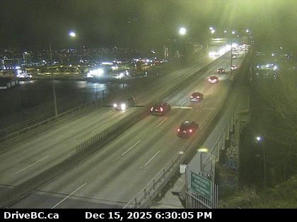 Vancouver › North: Highway 1 at the south end of Ironworkers Memorial Bridge, looking westbound towards the North Shore