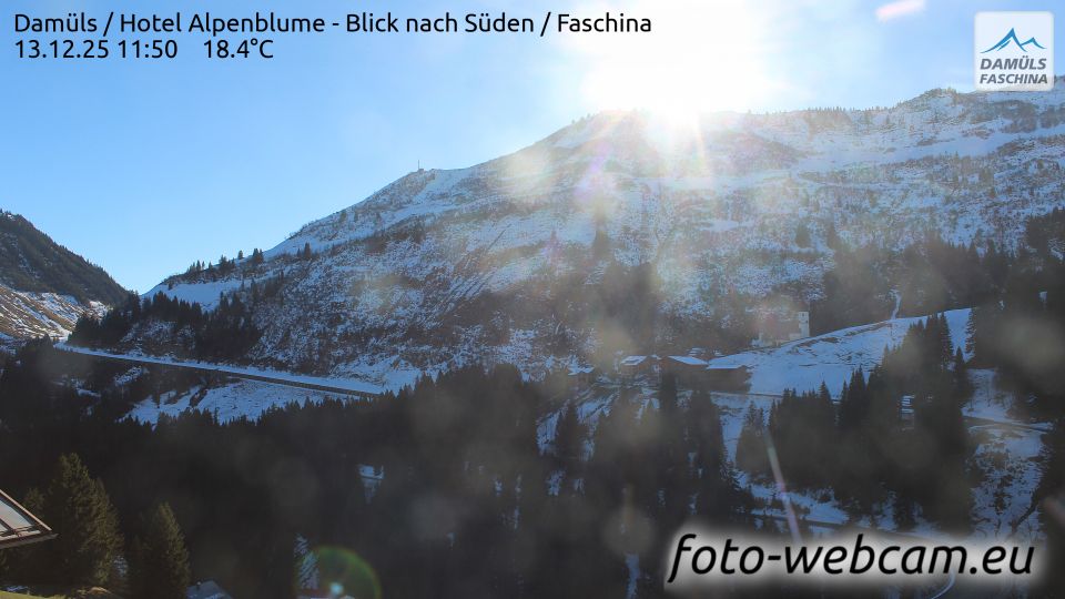 Gemeinde Damuls: Damüls - Hotel Alpenblume - Blick nach Süden - Faschina