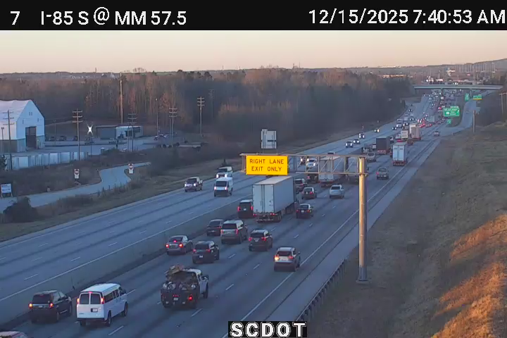 Greer: I-85 S @ MM 57.5