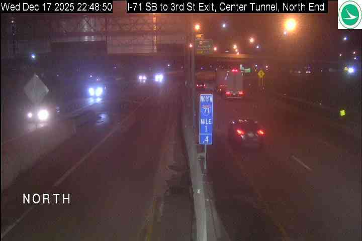 Pendleton: I-71 SB to 3rd St Exit, Center Tunnel, North End