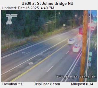 Portland: Cathedral Park: US30 at St Johns Bridge NB