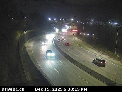 Vancouver › South-west: Highway 1 at the south end of Ironworkers Memorial Bridge, looking eastbound toward the Cassiar Tunnel