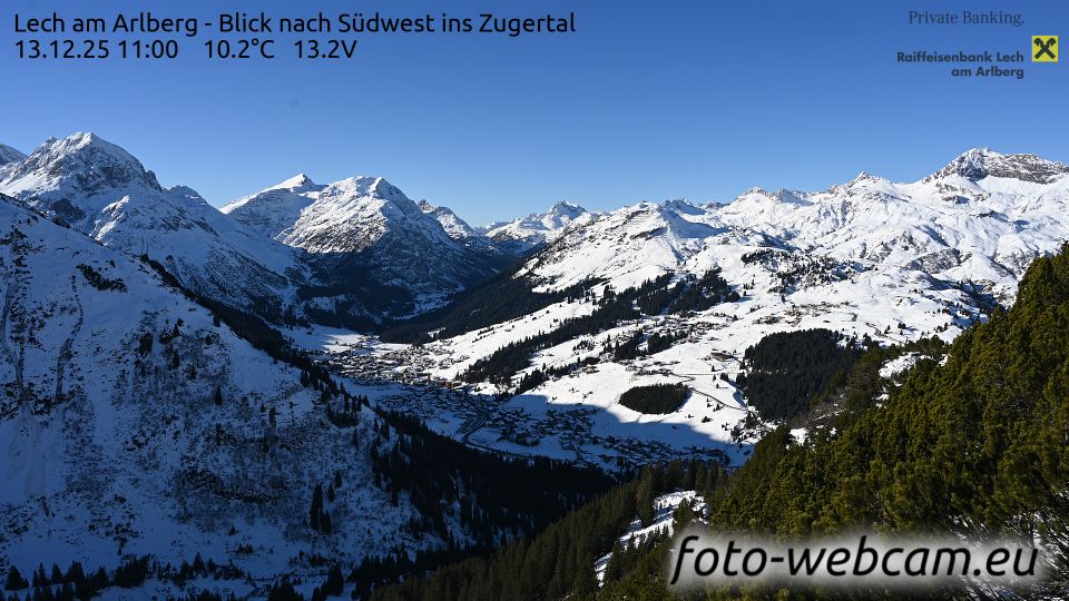 Gemeinde Lech: Lech am Arlberg - Blick nach Südwest ins Zugertal