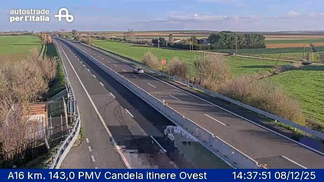 Ascoli Satriano: A16 km. 143,0 PMV Candela itinere Ovest