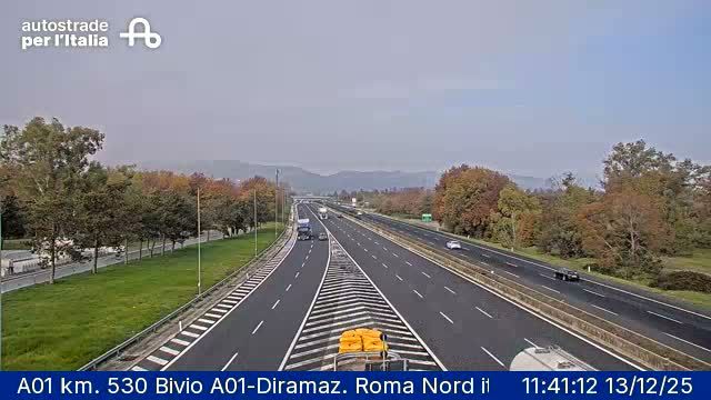 Fiano Romano: A01 km. 530 Bivio A01-Diramaz. Roma Nord itinere sud HD