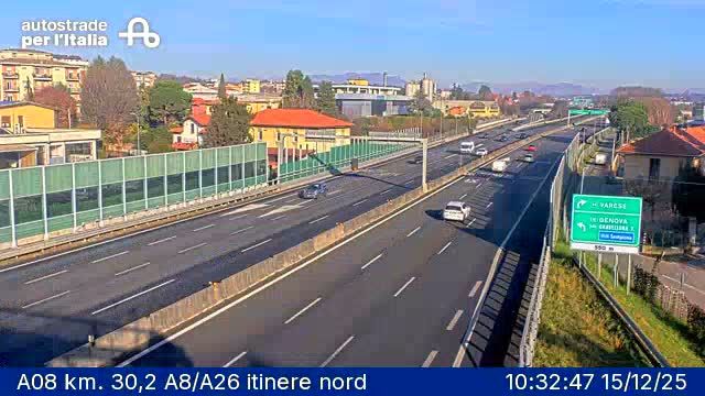 Gallarate: Cascinetta: A08 km. 30,2 A8/A26 itinere nord