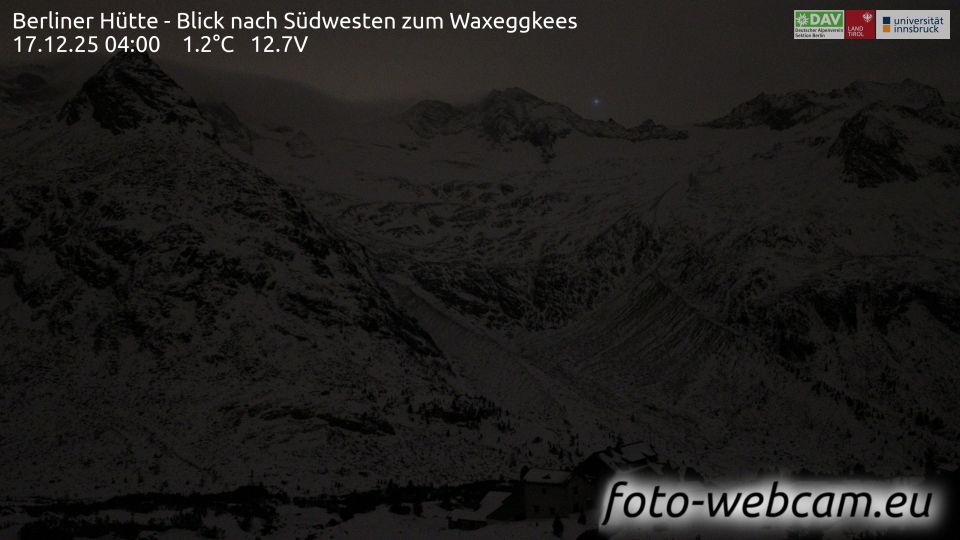 Marktgemeinde Mayrhofen: Berliner Hütte - Blick nach Südwesten zum Waxeggkees