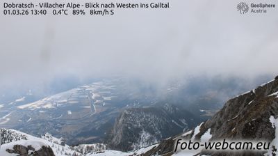 Huttendorf: Dobratsch - Villacher Alpe - Blick nach Westen ins Gailtal