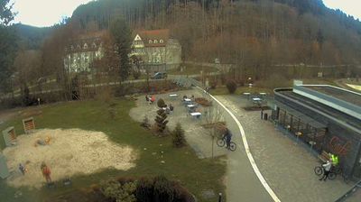 Bad Liebenzell › North: Christliche Gästehäuser Monbachtal - Blick vom Cafe auf Gästehäuser Richtung Norden