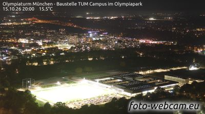 Webcam Milbertshofen › North-west: Olympiaturm - ZHS - Central University Sports Munich - TUM Branch Library Sport & Health Sciences - TUM campus in the Olympic Park - Neuer Kletterturm und Boulderanlage im TUM Campus
