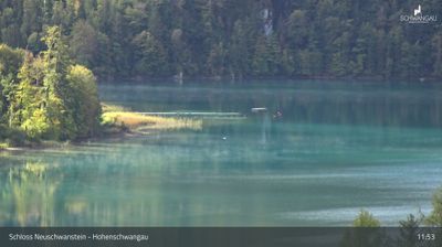 Schwangau: Füssen - Schloss Hohenschwangau, Blick zum Freibad am Alpsee
