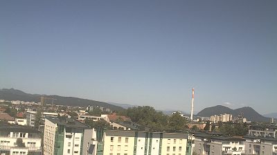 Zadnja slika ob 12h: Ljubljana, Bežigrad, pogled proti Šmarni gori