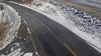 Lawnhill › North: Highway 16 at Wiggins Road on the east coast of Graham Island, looking north - Day time