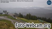 Rottach-Egern: Brauneck Ahorn-Sesselbahn - Blick auf die Piste/Karwendel